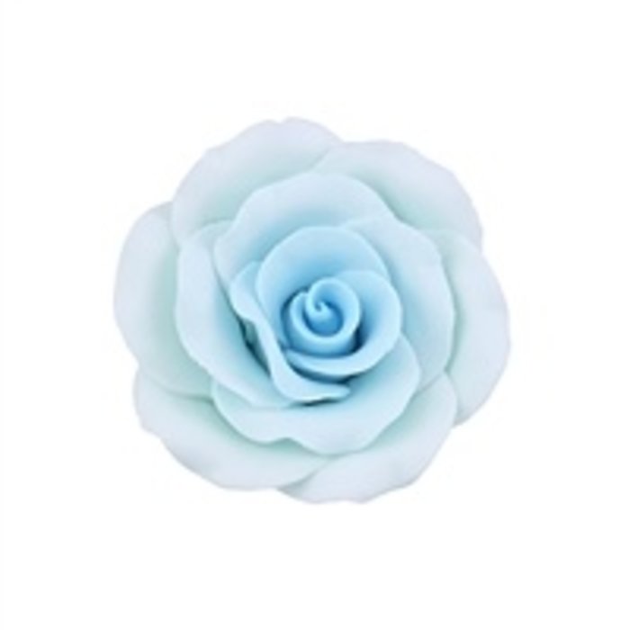 Light Blue Colored Rose Made Out of Gum Paste 2"
