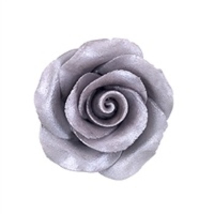 Silver Colored Rose made out of Gum Paste 1-1/4"