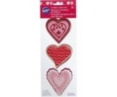 Heart 3 Piece Cookie Cutter Set Heart, Swirly Heart and Ruffled Heart