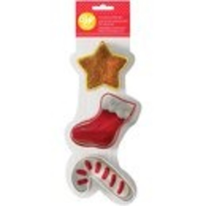 Star, Stocking and Candy Cane Christmas Cookie Cutter Set