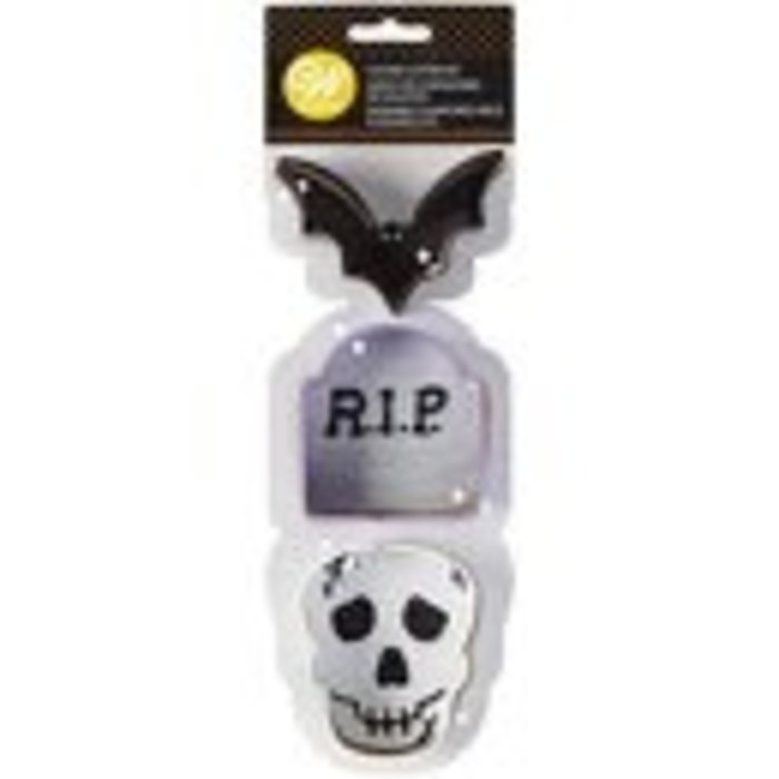 Bat, Tombstone, Skull halloween Cookie Cutter Set