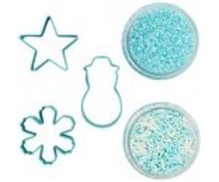 Winter Cookie Cutter and Sprinkle Set  Blue & white Jimmies and Blue Sugar
