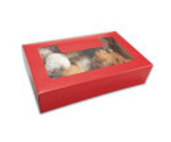 Cookie Box - Grease Resistant - Red with Window