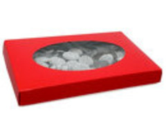 Red Candy Box with Window Cover 1 pound 2 Piece Box 1 Layer