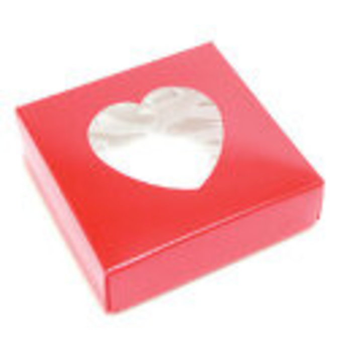 Valentines Day candy gift box 8 oz red with window