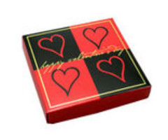 Valentines Day Candy Gift Box 8 oz square Red and Black Squares