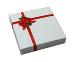 Ribbon and Holly Square Candy Box with Insert 8 oz.