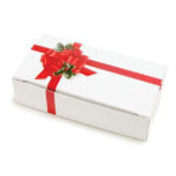 Ribbon and Holly 1/2 pound One Piece candy box
