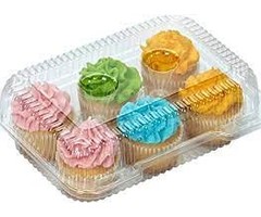 6 Ct  Plastic Cupcake Box