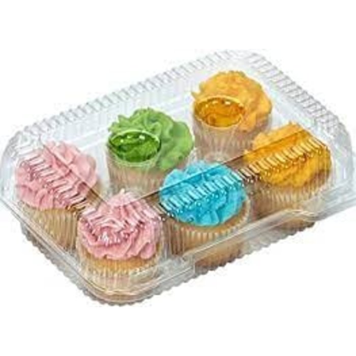 6 Ct  Plastic Cupcake Box
