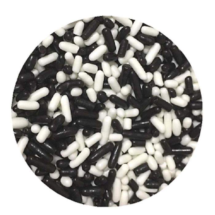 Black and White colored Cupcake and Cookie Sprinkles Jimmies  1 oz