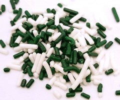 Green and White Cupcake Sprinkles - Cookie Sprinkles  1 oz Jimmies