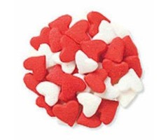 Red and White Heart Shaped Cupcake Sprinkles - Cookie Sprinkles 2 Cups