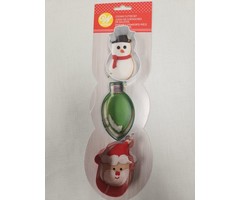 Snowman, Lightbulb and Santa Face Cookie cutter Set