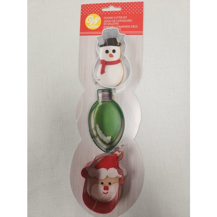 Snowman, Lightbulb and Santa Face Cookie cutter Set