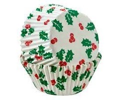 Holly Christmas Cupcake Liners