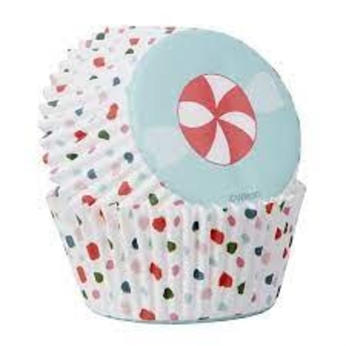 Peppermint Candy Dot Christmas Cupcake Liners
