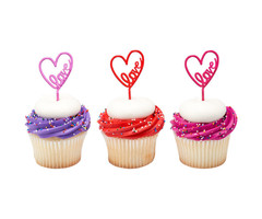 Neon Love Heart Valentine's Day Cupcake Picks
