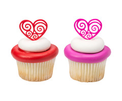 Scroll Heart Valentine's Day Cupcake Picks