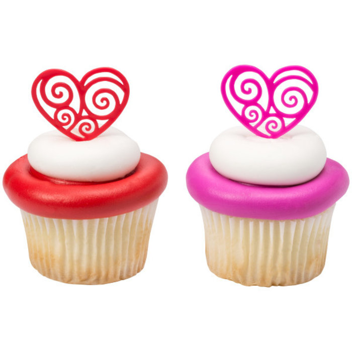 Scroll Heart Valentine's Day Cupcake Picks