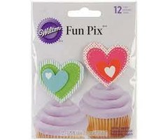 Heart Cupcake Picks Stripes and Dots