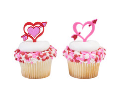 Heart with Arrow Valentine's Day Cupcake Toppers Red and Pink