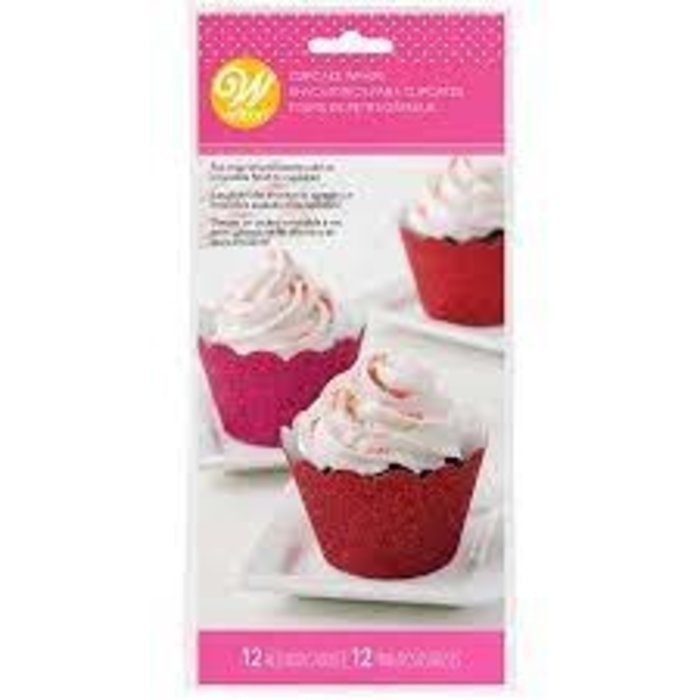 Pink and Red Glitter Cupcake Wrappers