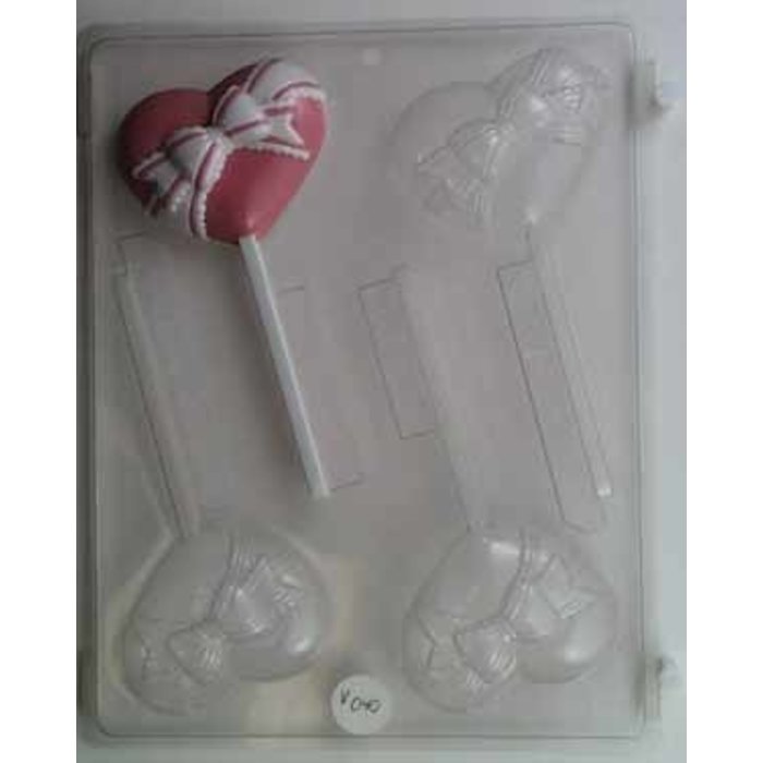 Heart with Ribbon Chocolate Sucker Mold by Concepts in Candy V040
