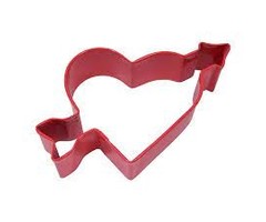 Heart Shaped Cookie Cutter with arrow through it Red 4"