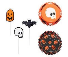 Bat, skull and Jack-o-Lantern Cupcake Kit
