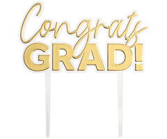 Congrats Grad Gold Cake Pick