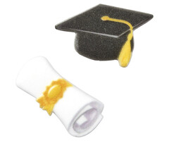 Graduation Cap and Scroll Sugar Cupcake Toppers