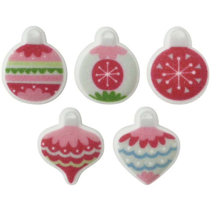 Christmas Ornament Shaped cupcake topper that is edible