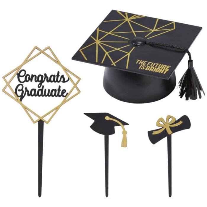 The Future is Bright Graduation Cake Topper Set