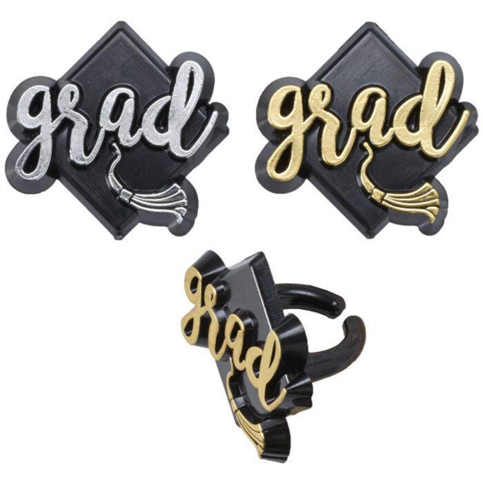 Grad Cupcake Rings 6 Count