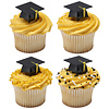 Graduation Hat Shaped Cupcake Picks 3-D Black