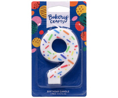 Number 9 Rainbow Sprinkle Candle
