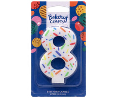 Number 8 Rainbow Sprinkle Candle