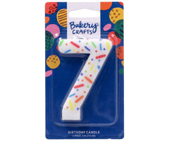 Number 7 Rainbow Sprinkle Candle
