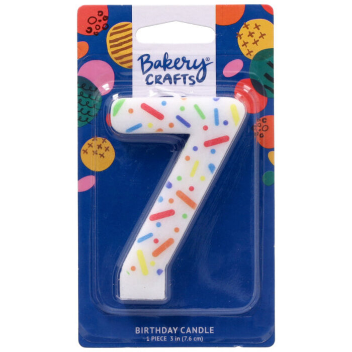 Number 7 Rainbow Sprinkle Candle
