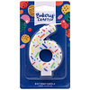 Number 6 Rainbow Sprinkle Candle