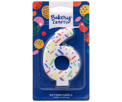 Number 6 Rainbow Sprinkle Candle