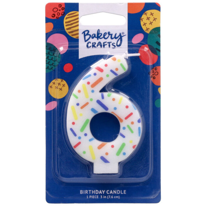 Number 6 Rainbow Sprinkle Candle