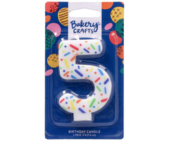 Number 5 Rainbow Sprinkle Candle