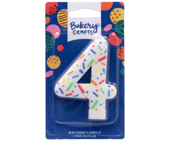 Number 4 Rainbow Sprinkle Candle