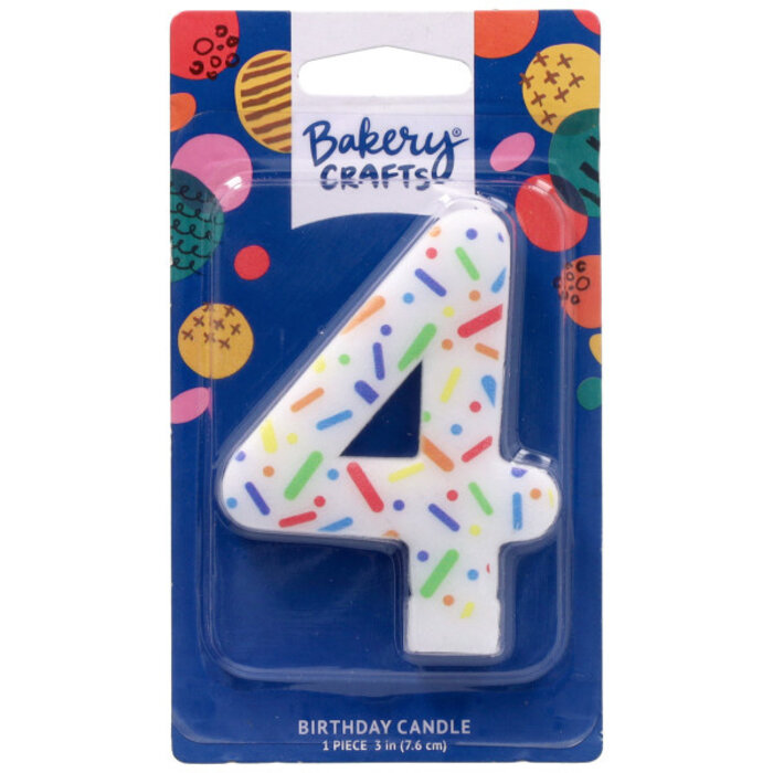 Number 4 Rainbow Sprinkle Candle
