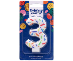 Number 3 Rainbow Sprinkle Candle