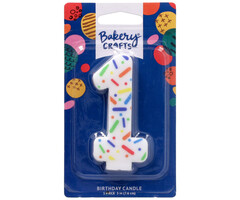 Number 1 Rainbow Sprinkle Candle