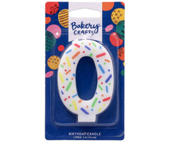 Number 0 Rainbow Sprinkle Candle