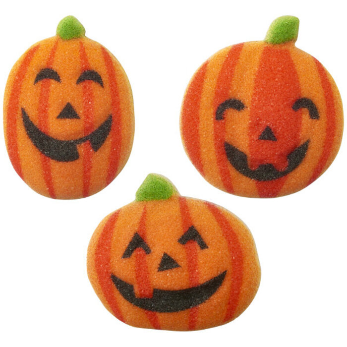 Happy Jack-o-Lantern Sugar Cupcake Toppers 3 count